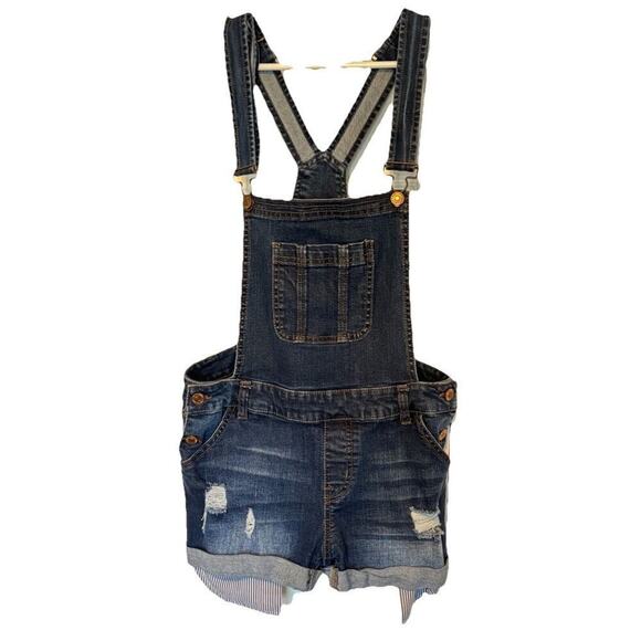Forever 21 Jean Overalls Shorts Medium Shortalls Summer Beach Cowgirl - Picture 1 of 4